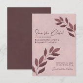 Save The Date Feuilles de Bourgogne sur Dusty Rose Élégant maria (Devant / Derrière)