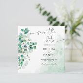 Save The Date Feuilles de Eucalyptus Botanique Rustique Élégant (Debout devant)