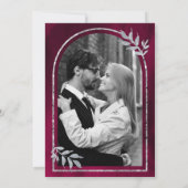 Save The Date Feuilles de la couronne d'argent Laurel Fuchsia Ma (Dos)