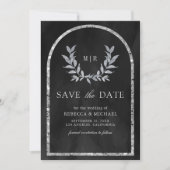 Save The Date Feuilles de la couronne d'argent Laurel Mariage gr (Devant)