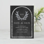 Save The Date Feuilles de la couronne d'argent Laurel Mariage gr (Debout devant)