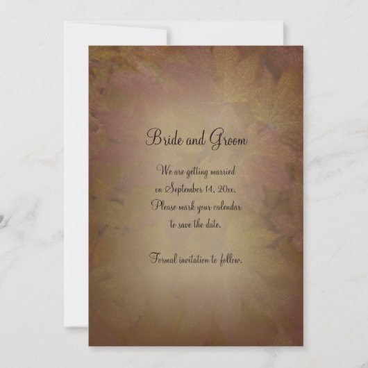Save The Date Feuilles de l'érable couleur automne mariage Enreg (Devant)