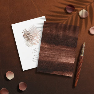 Save The Date Feuilles de palmier au coucher de cuivre Mariage I