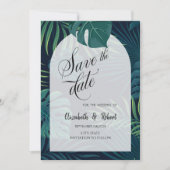 Save The Date Feuilles De Palmiers Exotiques Sauvegarder La Date (Devant)