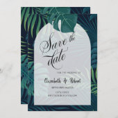 Save The Date Feuilles De Palmiers Exotiques Sauvegarder La Date (Devant / Derrière)