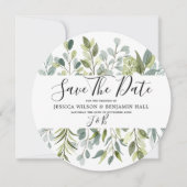 Save The Date Feuilles de peinture à l'aquarelle de verdure élég (Devant)