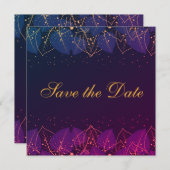 Save The Date Feuilles Delicy Purple et Gold Enregistrer la date (Devant / Derrière)
