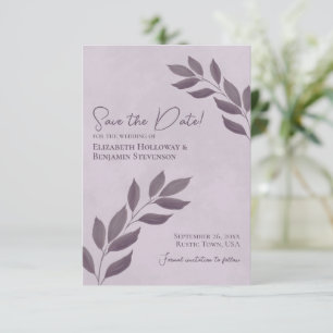 Save The Date Feuilles désireux Élégant Dusty Purple Mariage