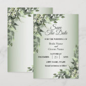 Save The Date Feuilles d'eucalyptus de verdure florale rustique (Devant / Derrière)