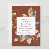 Save The Date Feuilles d'or automne sur Terracotta Mariage chrét (Dos)