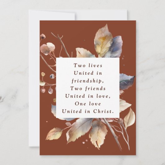 Save The Date Feuilles d'or automne sur Terracotta Mariage chrét (Dos)