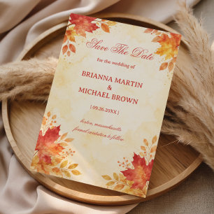 Save The Date Feuilles Élégantes Aquarelle Automne