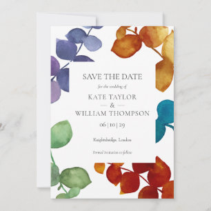 Save The Date Feuilles Florales de Eucalyptus de Forêt Enregistr