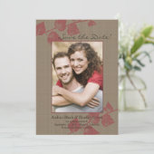 Save The Date Feuilles Rouges Rustiques Photo Enregistrer la Dat (Debout devant)