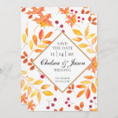 Save The Date Feuilles Rustiques D'Automne Enregistrer La Date (Devant / Derrière)