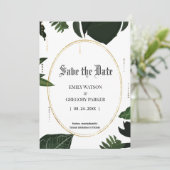 Save The Date Feuilles tropicaux, or enregistrer la date (Debout devant)