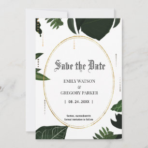 Save The Date Feuilles tropicaux, or enregistrer la date