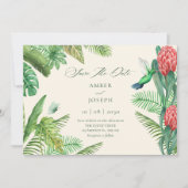 Save The Date Feuilles vertes tropicales jungle  (Devant)