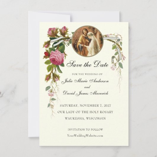Save The Date Fiançailles de Marie et Joseph pour mariage cathol (Devant)