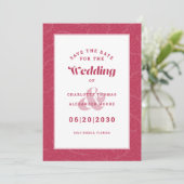 Save The Date Fiançailles Mariage Motif moderne Magenta Rouge (Debout devant)
