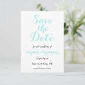 Save The Date Fiançailles Mariage Turquoise noir blanc simple et (Debout devant)