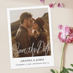 Save The Date Fiançailles Photo Moderne Simple Chic Enregistrer