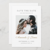 Save The Date Fiançailles photo simple Elegant Gold Script (Devant / Derrière)