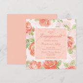 Save The Date Fiançailles rose florale orange (Devant / Derrière)