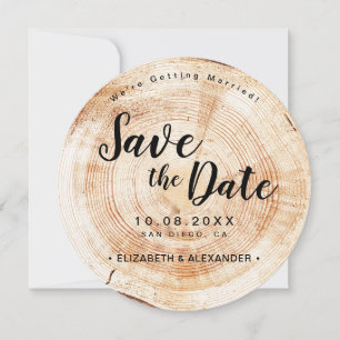 Save The Date Fiançailles rustique  Mariage coupe bois unique