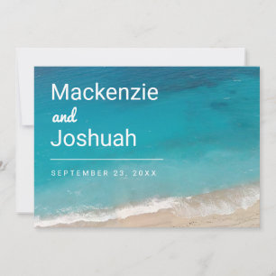 Save The Date Fiançailles Turquoise Océan Photo Plage Mariage