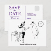 Save The Date Fiancée au travail, vintage drôle (Devant / Derrière)
