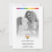 Save The Date Fierté Coeur arc-en-ciel Lesbienne Mariage Photo s (Devant)