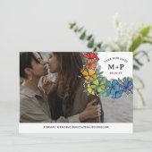 Save The Date Fierté Fleurs Monogram LGBTQ Photo (Debout devant)