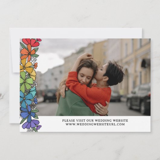Save The Date Fierté Fleurs Monogram LGBTQ Photo (Dos)