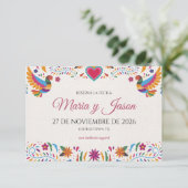 Save The Date Fiesta Colorful Flowers Botanical Spanish Wedding (Debout devant)