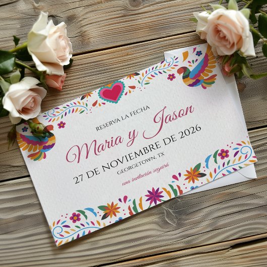 Save The Date Fiesta Colorful Flowers Botanical Spanish Wedding