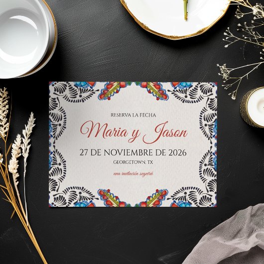 Save The Date Fiesta Colorful Flowers Botanical Spanish Wedding