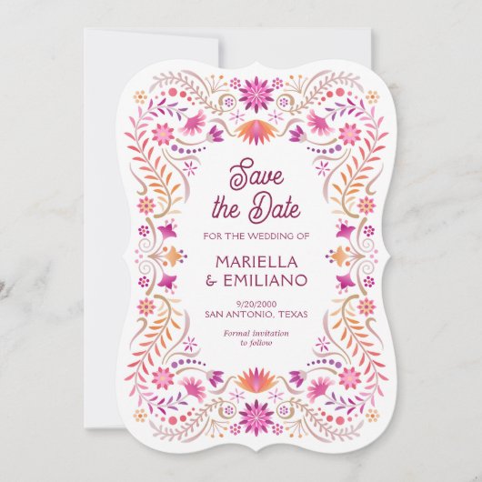 Save The Date Fiesta rose Quinceañera Mariage Enregistrer la dat (Devant)