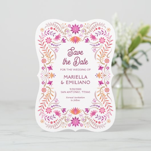 Save The Date Fiesta rose Quinceañera Mariage Enregistrer la dat (Debout devant)