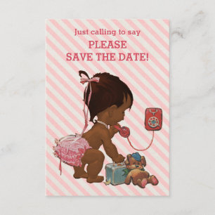 Save The Date Fille Ethnique Au Téléphone Diagonal Stripe Enregi