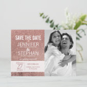 Save The Date Fille moderne Rose Parties scintillant or Foil Enr (Debout devant)