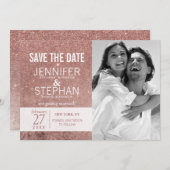Save The Date Fille moderne Rose Parties scintillant or Foil Enr (Devant / Derrière)
