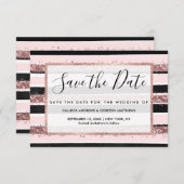 Save The Date Fille Rose or rose noir Parties scintillant rayure (Devant / Derrière)