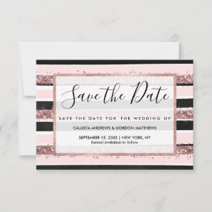 Save The Date Fille Rose or rose noir Parties scintillant rayure