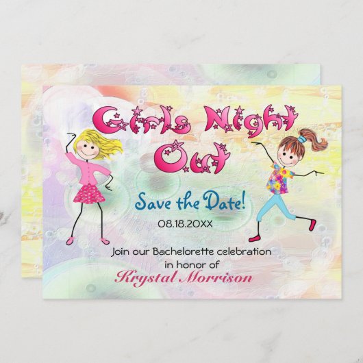 Save The Date Fille's Night Out - Enregistrer la date (Devant / Derrière)