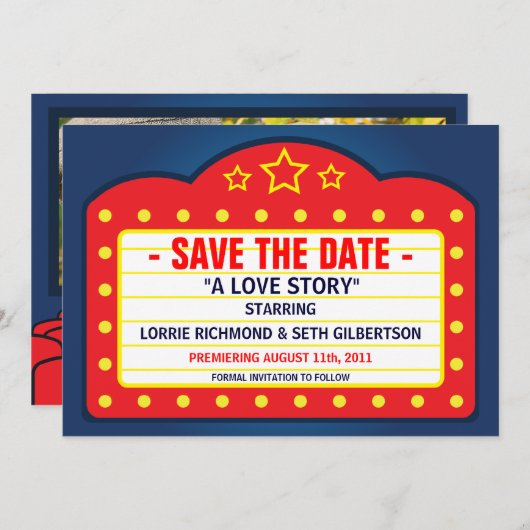 Save The Date Film Marquee Theatre Enregistrer la date Annonce (Devant / Derrière)