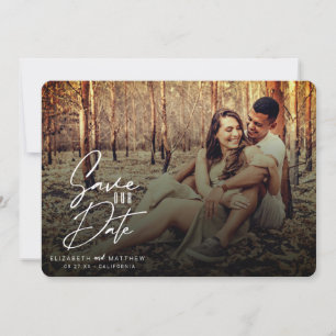 Save The Date Filtre Automne Rustique Blanc Script Avant et Préc