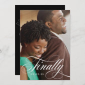 Save The Date Finalement Élégant Script Photo Overlay (Devant / Derrière)