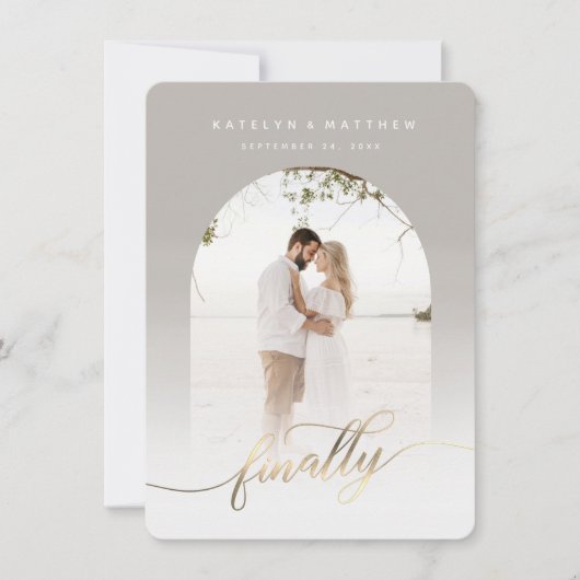 Save The Date Finalement Gold Script Arche gris clair Arche enca (Devant)
