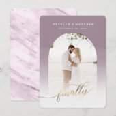 Save The Date Finalement Gold Script Dusty Arc violet encadré ph (Devant / Derrière)